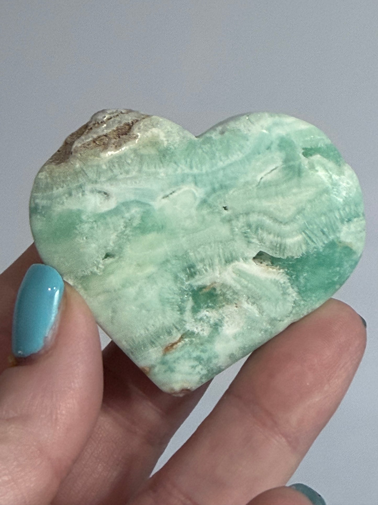 Blue Aragonite Heart – Self Standing B - 5.6cm