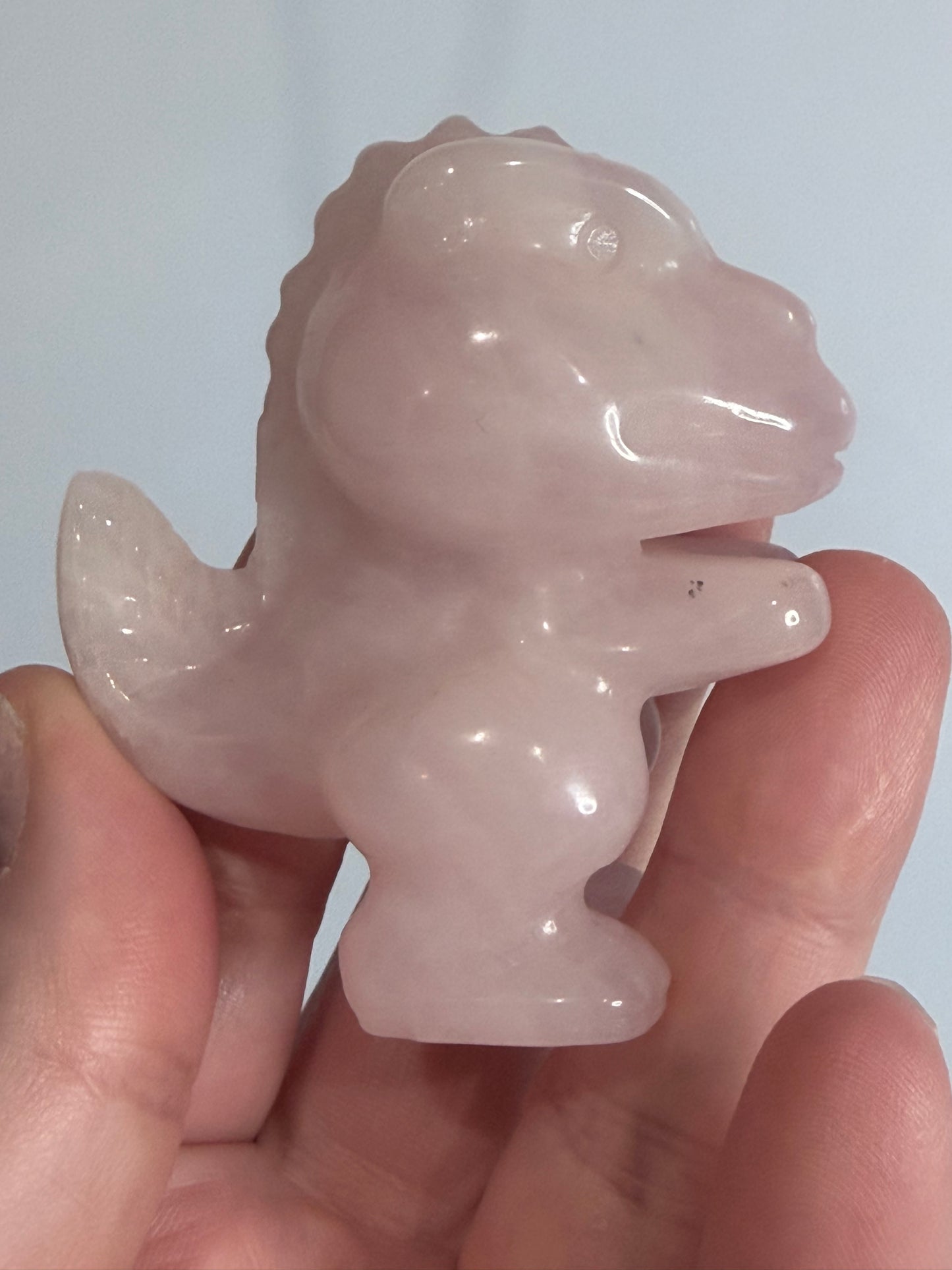 6cm T-Rex Rose Quartz Crystal Carving