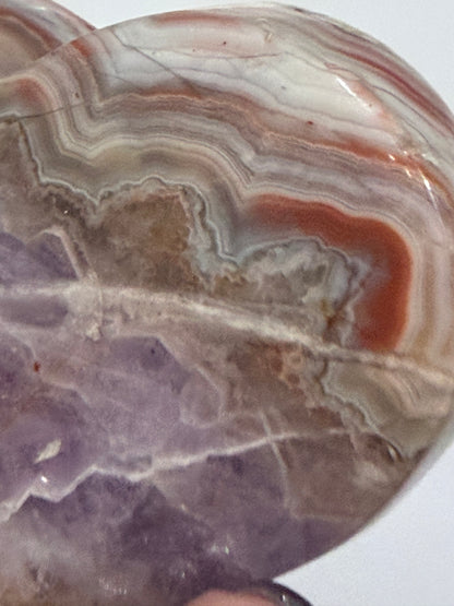 Amethyst & Agate Banded Heart – Free-Standing | 7.4 × 6.8 cm | 150 g B