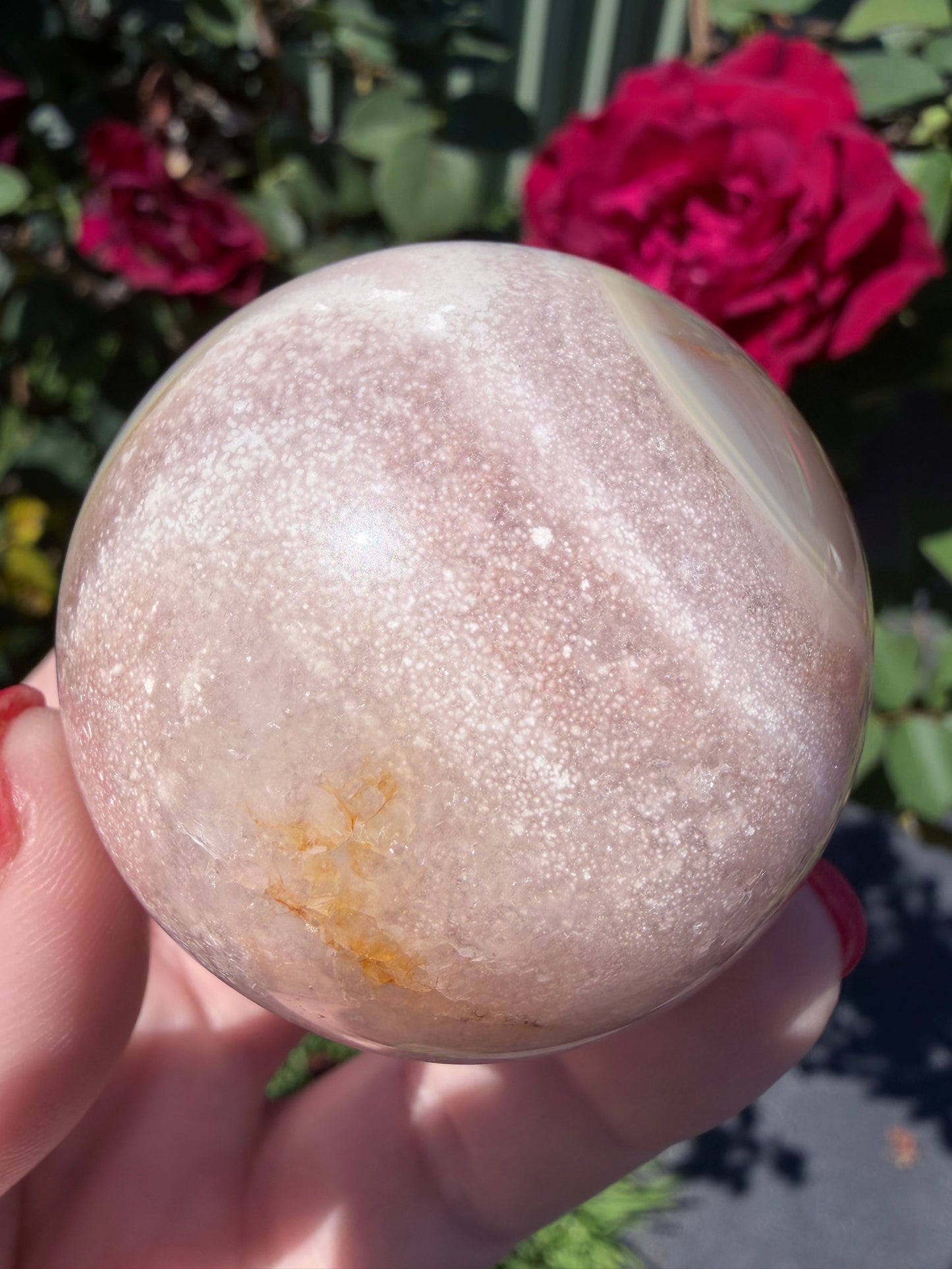 Flower Agate Sphere with Druzy Pocket – 5 cm | 161 g