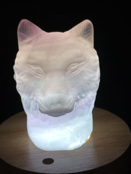 Rainbow Fluorite Wolf Head (UV Reactive) | 7cm