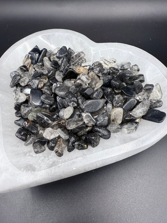Black Rutile Quartz Chips 50gm