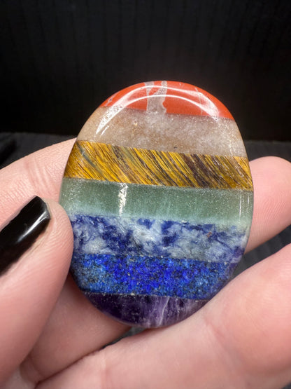 7 Chakra Palm Stone (Bonded) – Oval Worry Stone