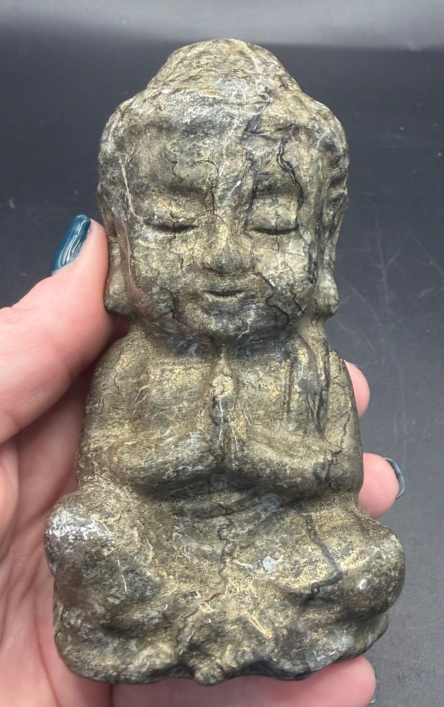 Pyrite Buddha Carving – 12 × 6.5 cm (692 g)