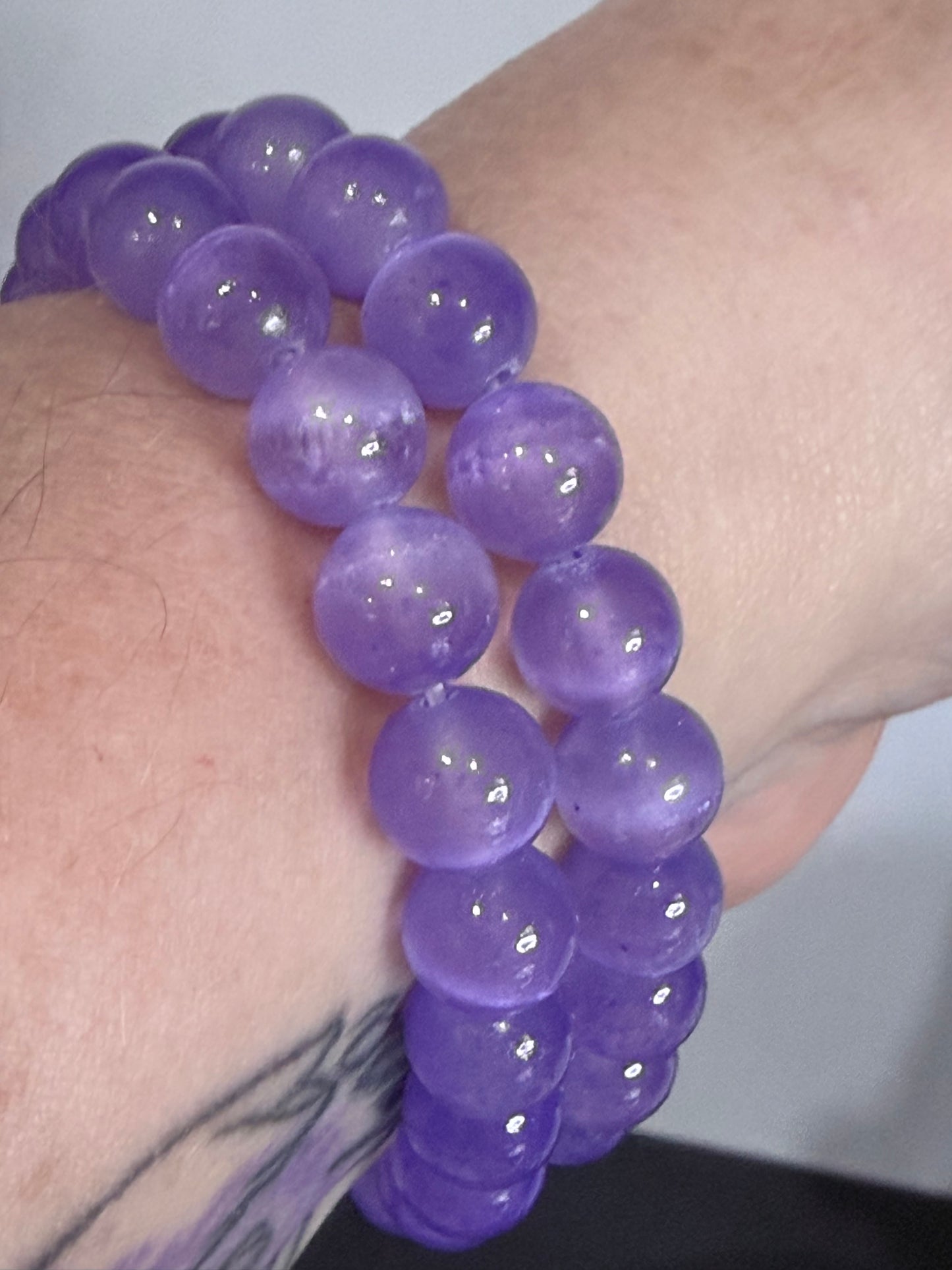 8mm Purple Selenite Bracelet – | Silky Glow, Colour Enhanced & Polished Finish - Supports relaxation and mental clarity