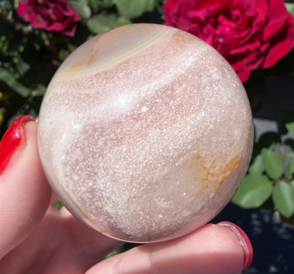 Flower Agate Sphere with Druzy Pocket – 5 cm | 161 g