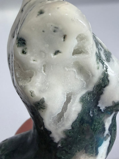 Moss Agate Goddess Statement Torso Carving – 544g - 12.5cm