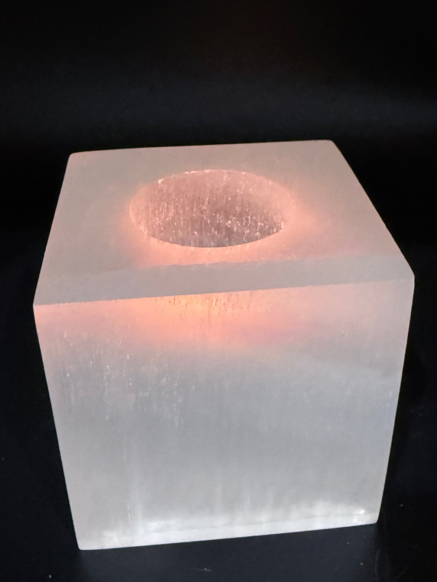 Selenite Cube Candle Holder