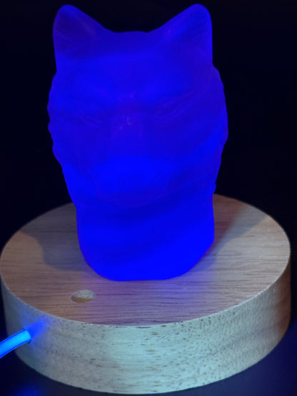 Rainbow Fluorite Wolf Head (UV Reactive) | 7cm
