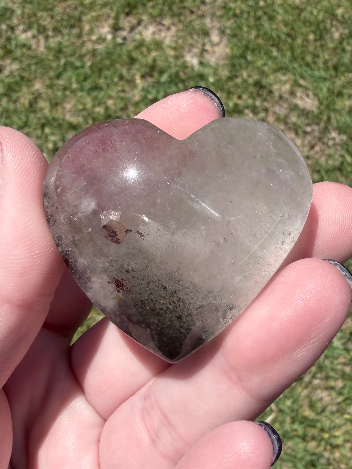 Garden Quartz (Lodolite) Self-Standing Heart – 73g C