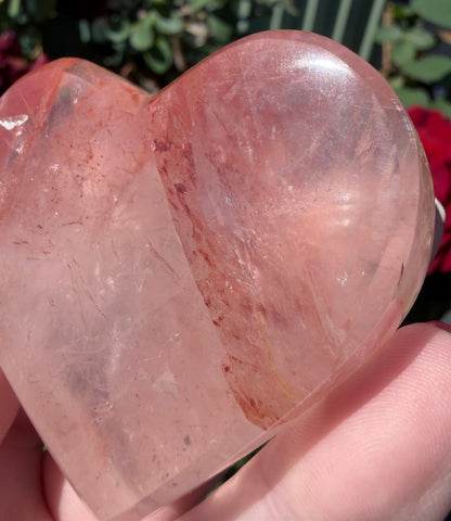 Fire Quartz Flat Heart (Hematoid Quartz) Heart – 5.6 cm | 106 g
