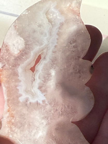 Flower Agate Butterfly on Gold Stand