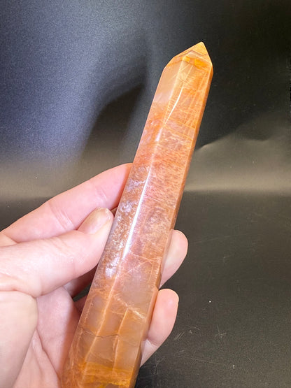 Peach Moonstone Tower with Blue Flash - Crystal wonderland By Lisa