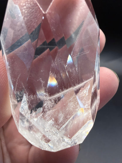 Clear Quartz Polyhedron on Rotating Stand