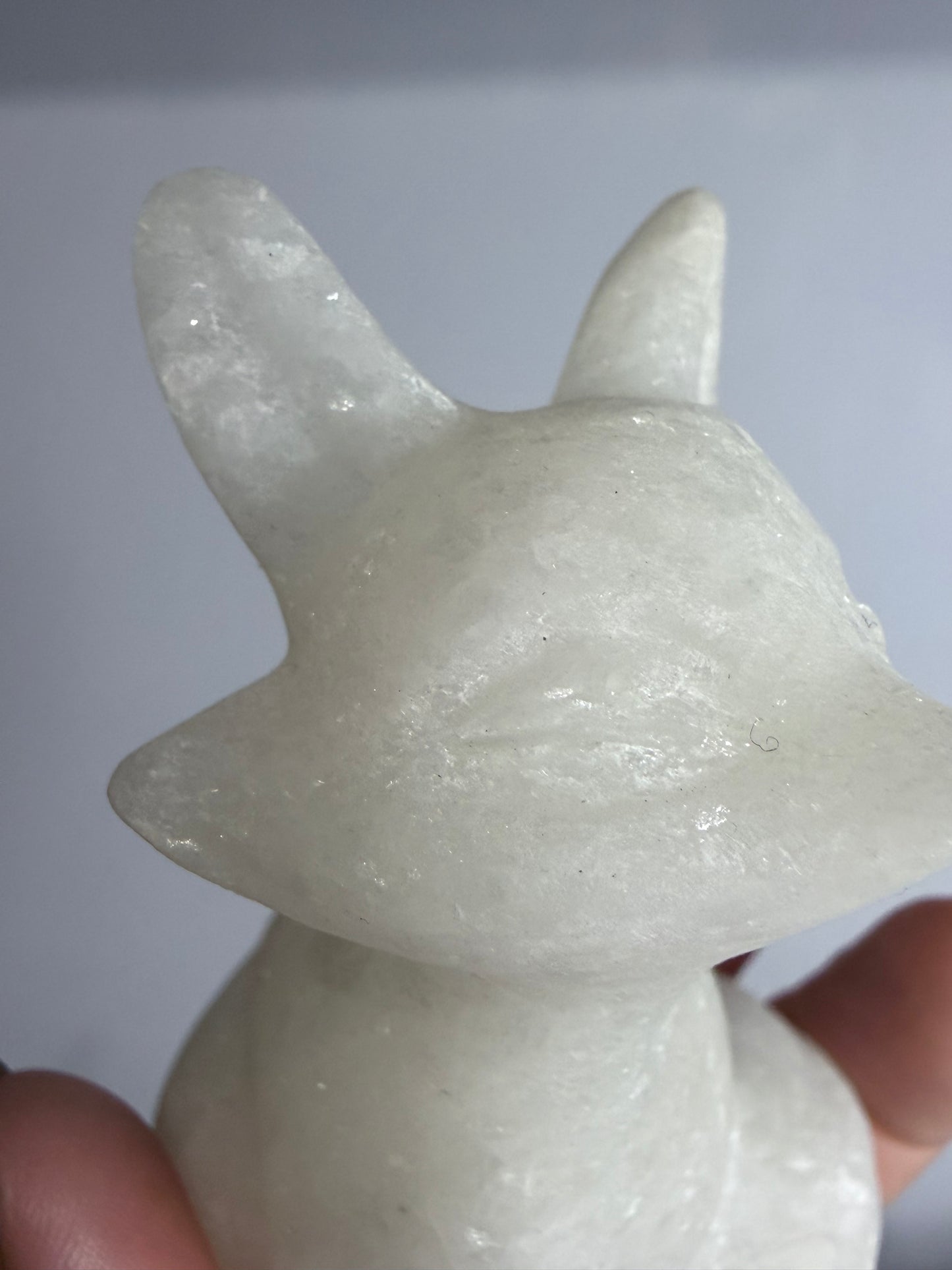 White Calcite Fox Carving – 9 cm