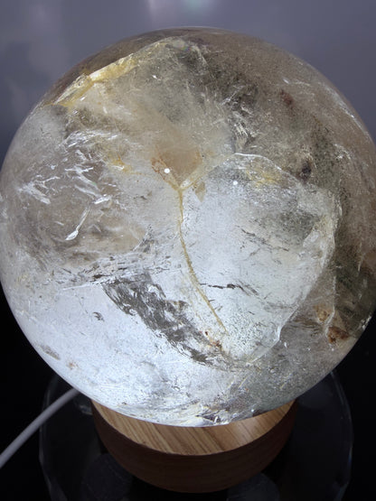 Large Garden Quartz (Lodolite) Sphere with Light Base – 11cm | 1.7kg