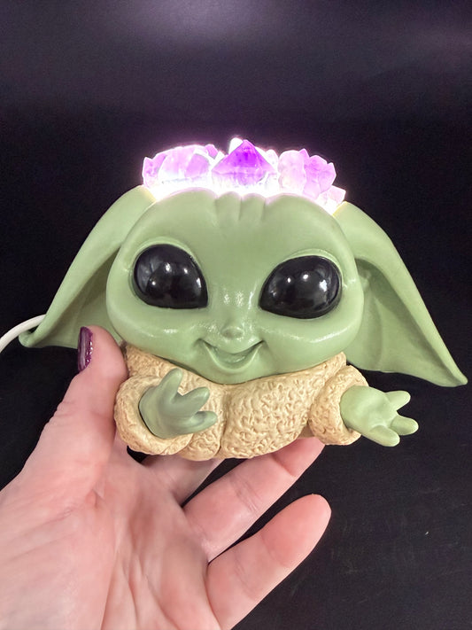 Baby Yoda Amethyst Crystal Light Display