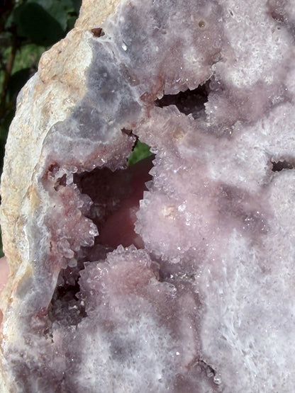 Large Botryoidal Pink Amethyst Druzy Slab on Stand – 3.2kg | 45cm Brazilian Statement Piece