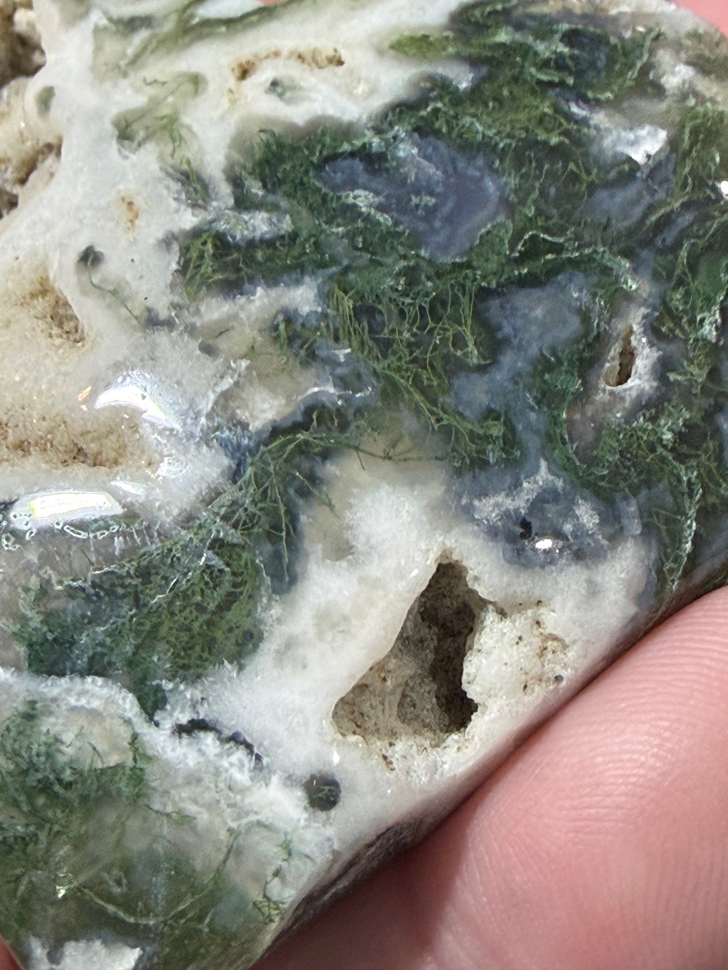 Natural Moss Agate Druzy Heart – Crystal Heart with Druzy Pocket | 6.3 x 5.8 cm | 78g C