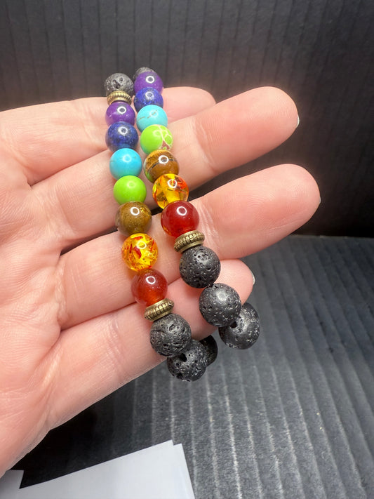 Lava stone bracelet 7 Chakras 8mm