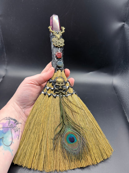 💜✨ Altar/witches Broom with Purple Fluorite Point ✨💜
