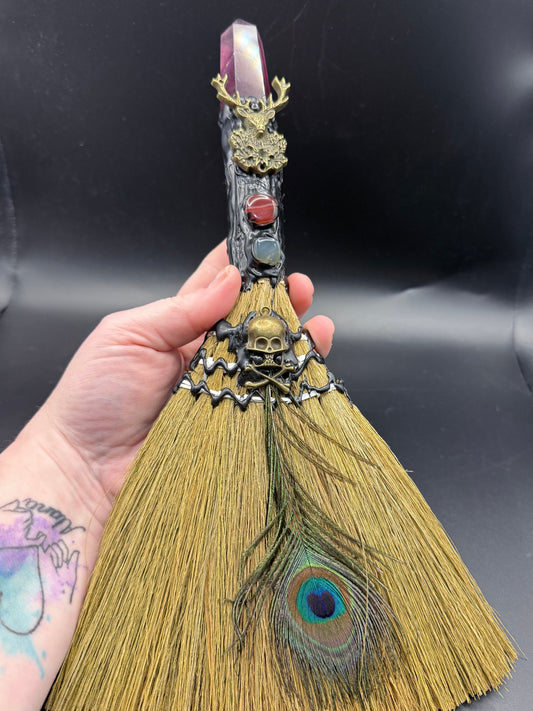 Altar / Witch’s Broom with Purple Fluorite Point - Crystal wonderland By Lisa