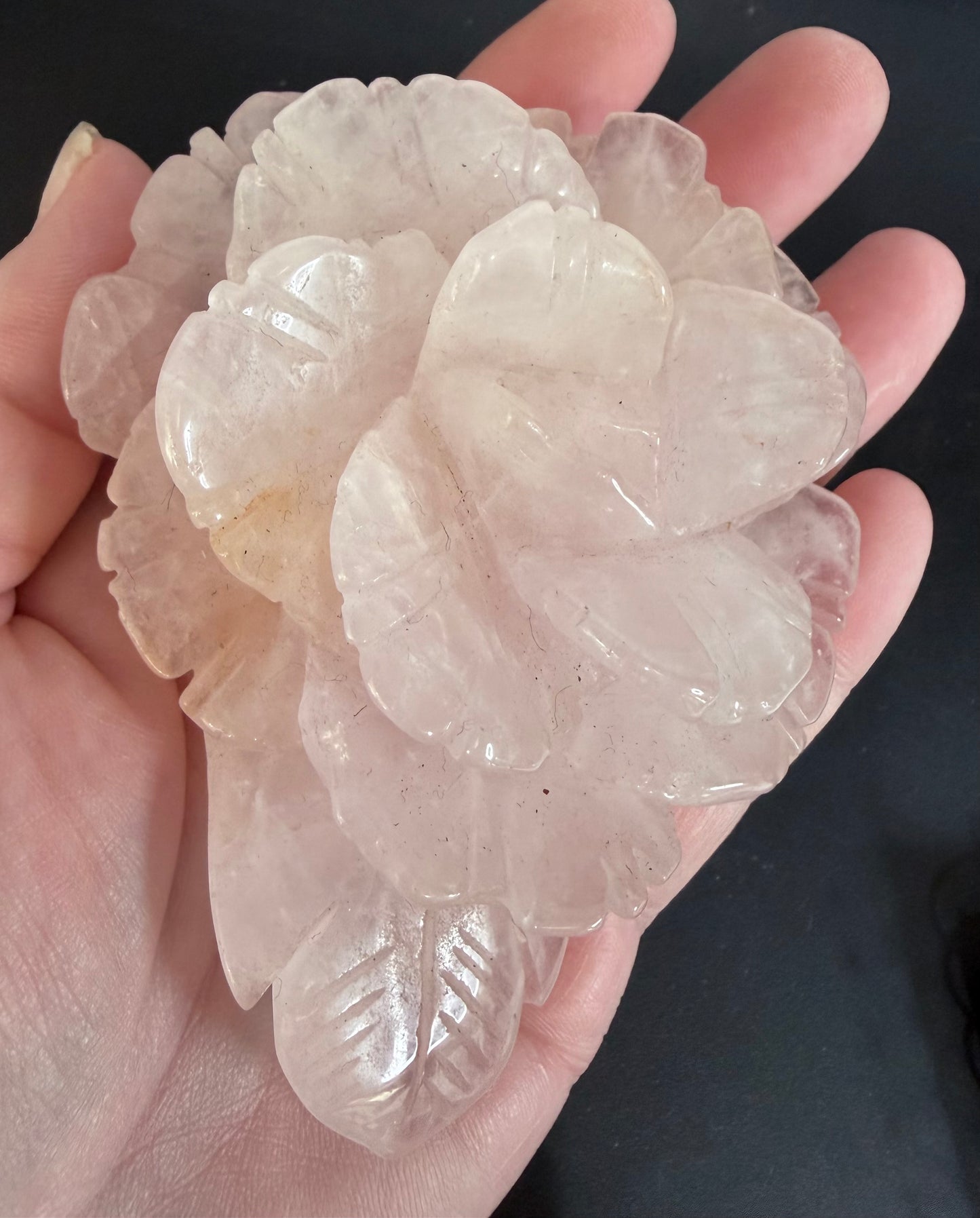 Rose Quartz Rose Carving with Light Base – 10 × 8 cm | 242g