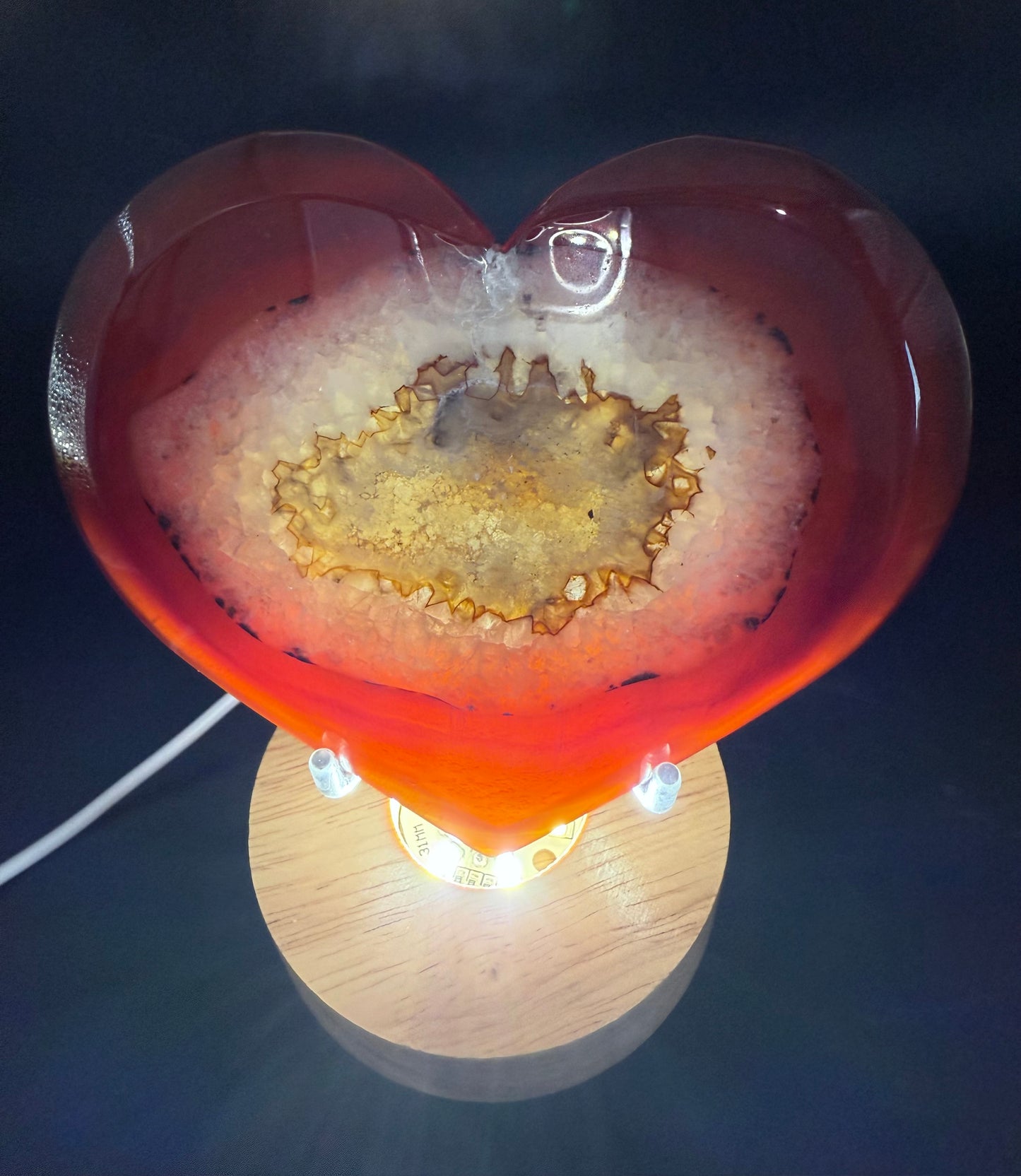 Carnelian Agate Druzy Heart on Silver Stand