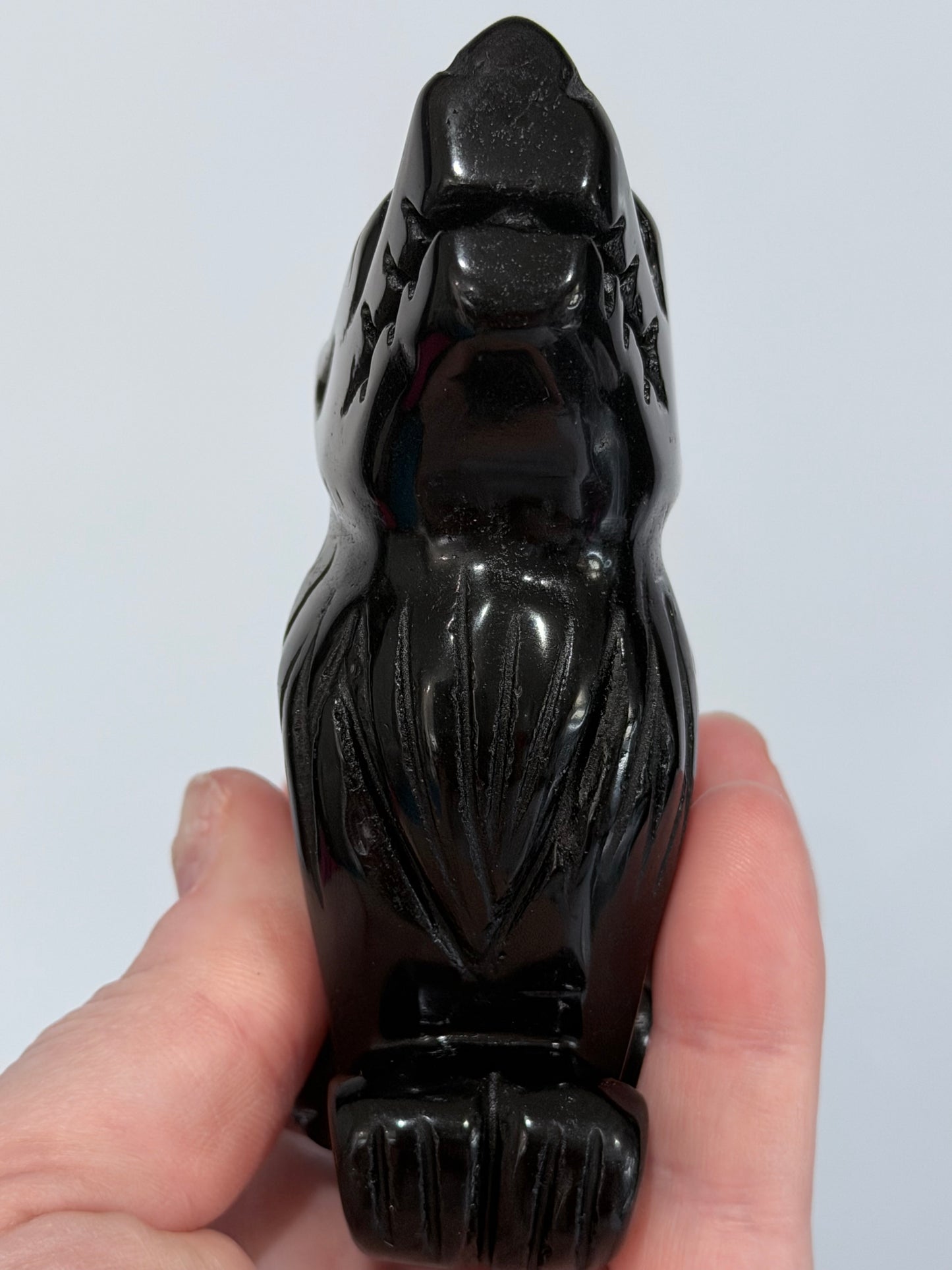 Black Obsidian Howling Wolf Crystal Carving – 10cm