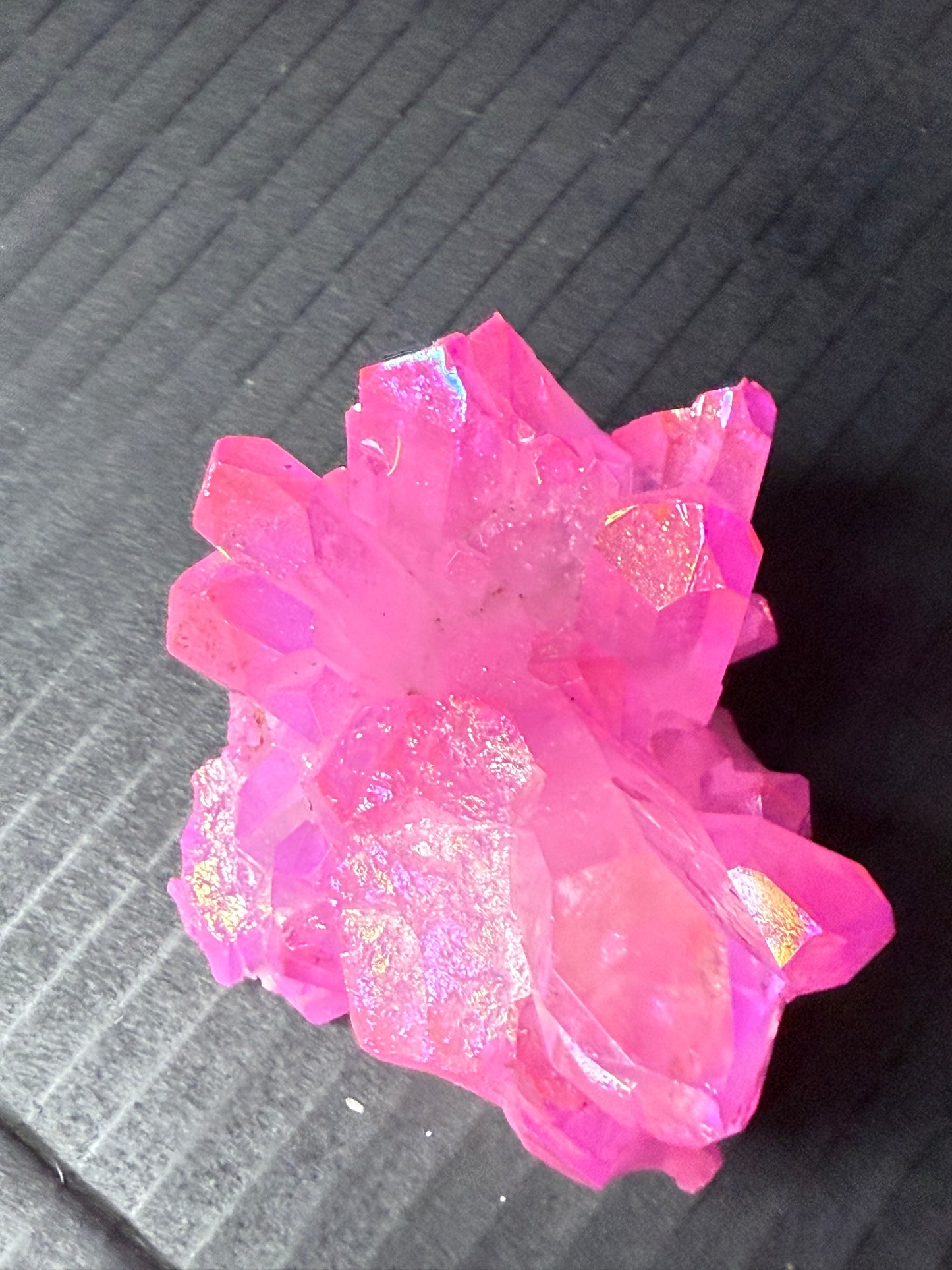 Pink Aura Coated Quartz Cluster
