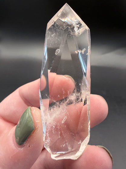 Clear Quartz Polyhedron on Rotating Stand