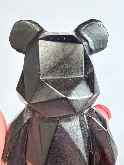 Geometric Bear Black Obsidian Crystal Carving – 10cm