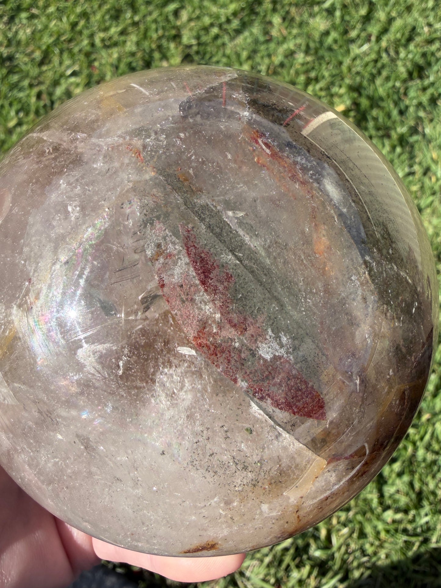 Large Garden Quartz (Lodolite) Sphere with Light Base – 11cm | 1.7kg