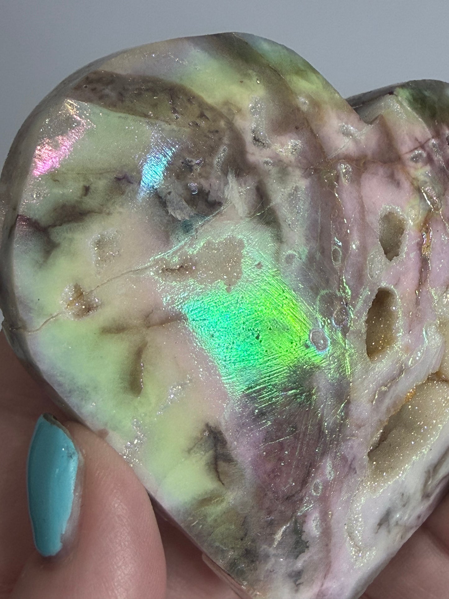 Aura-Coated Sphalerite Druzy Heart 230g | 8.8 × 8.2 cm