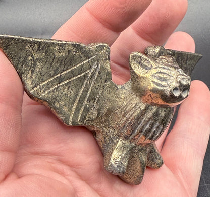 Pyrite Crystal Bat on Stand