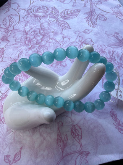 8mm Cat’s Eye Bracelet – Teal/Aqua