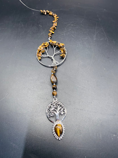 Tiger’s Eye Tree of Life Hanging Crystal