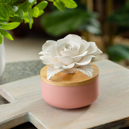 Rose Porcelain Diffuser with Pure Peppermint Oil.