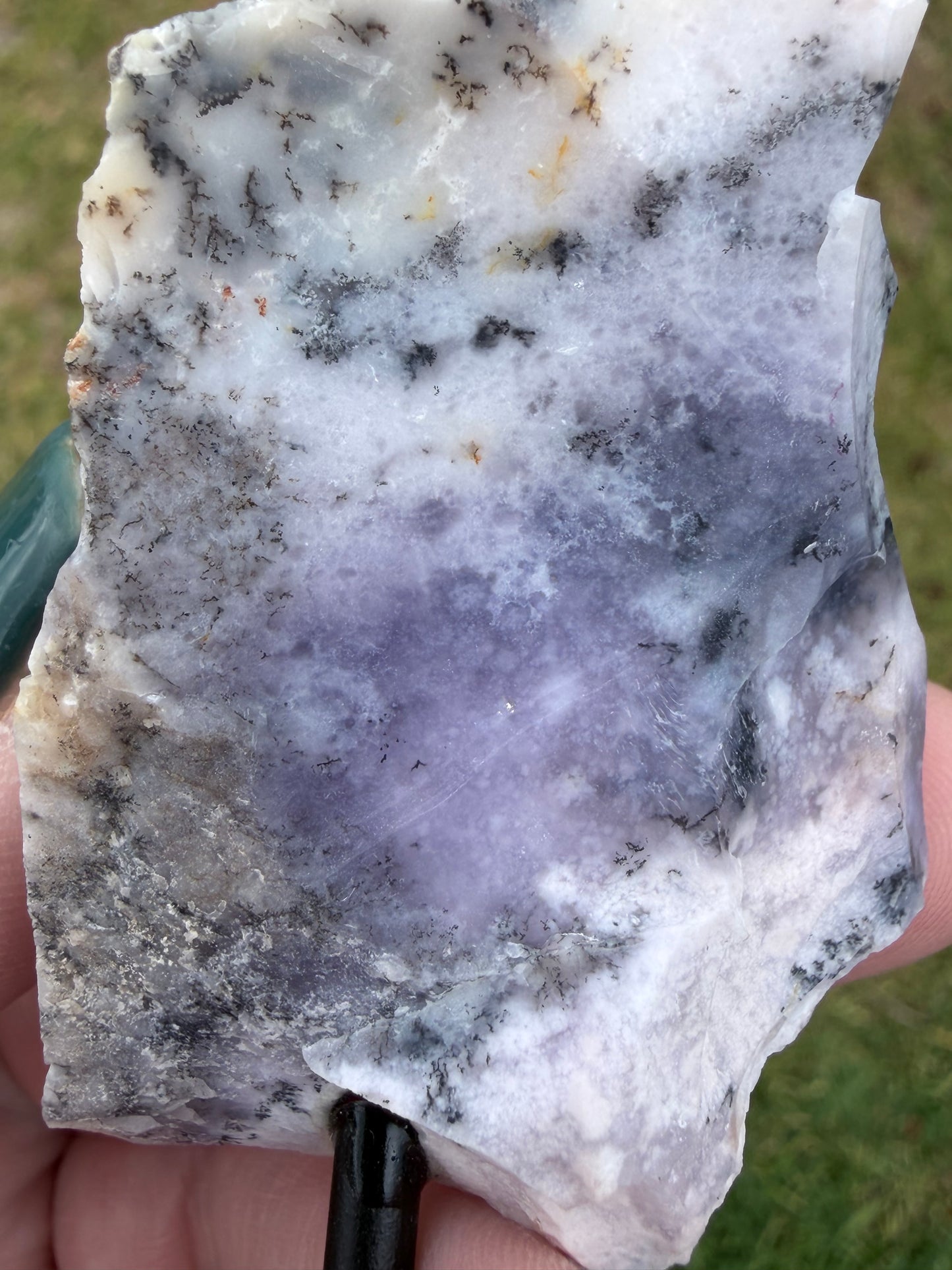 Dendritic Opal Slab on Stand (Merlinite-Style)