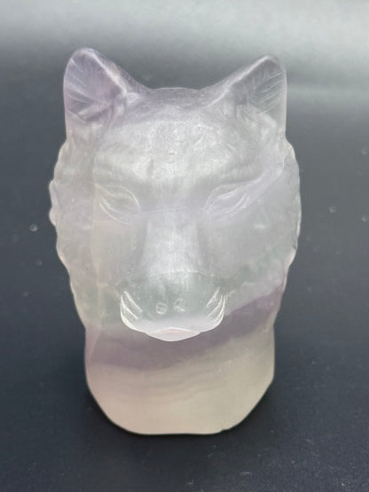 Rainbow Fluorite Wolf Head (UV Reactive) | 7cm