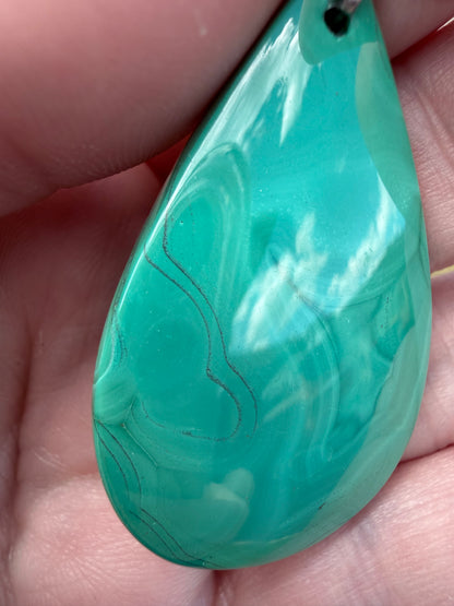 Chrysocolla with Malachite Teardrop Pendant Necklace