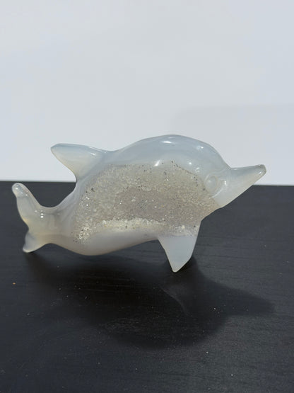 Agate Dolphin with Natural Druzy