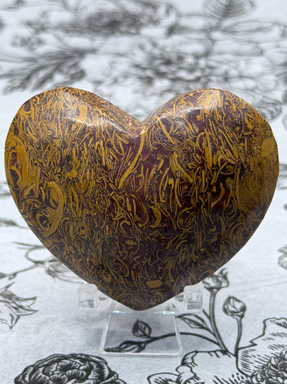 Calligraphy Stone Heart (Calligraphy Jasper / Mariyam Jasper) – 113g | 6 x 5.4cm