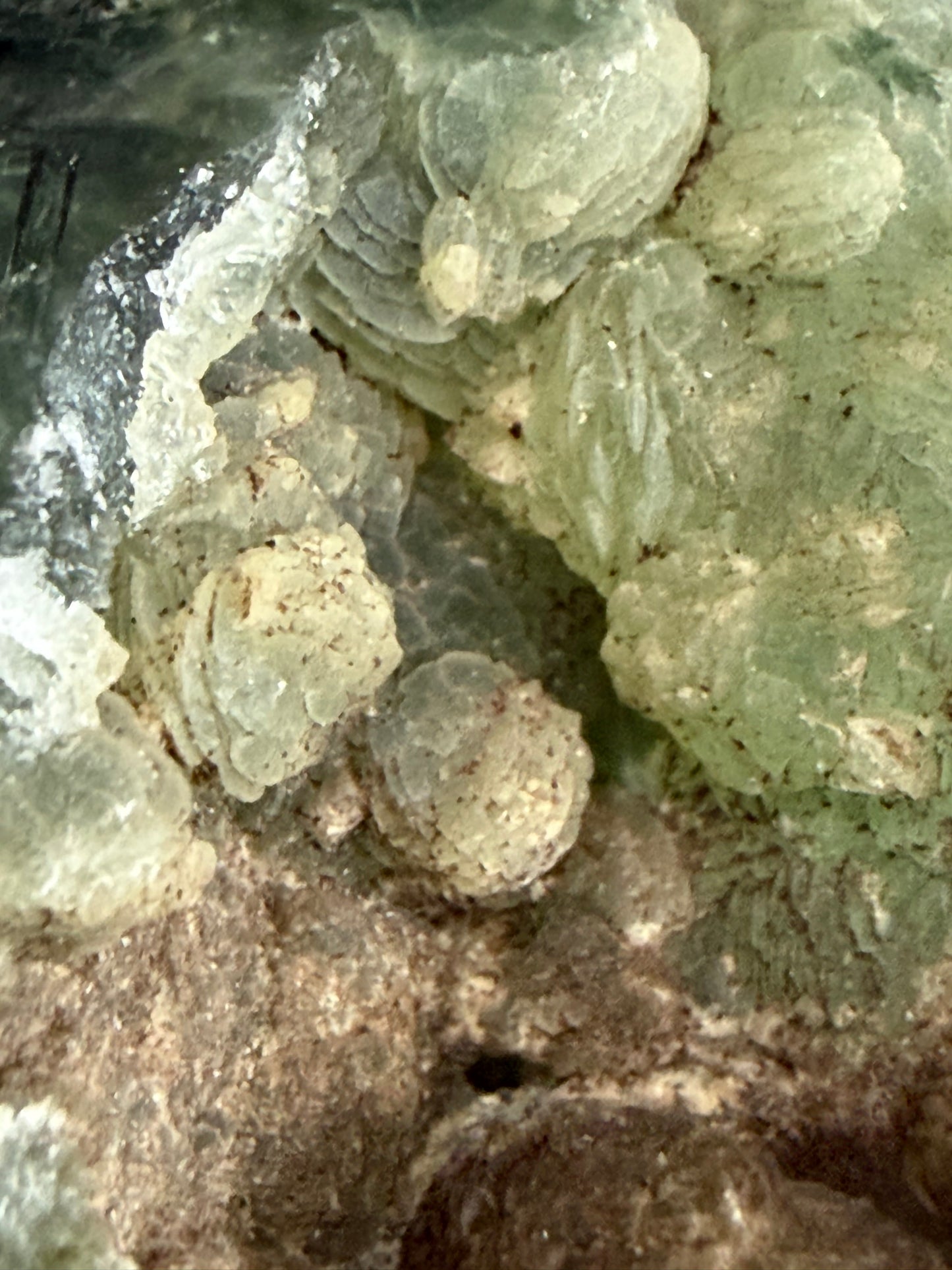 Botryoidal Prehnite with Epidote & Calcite Sphere B - 5cm