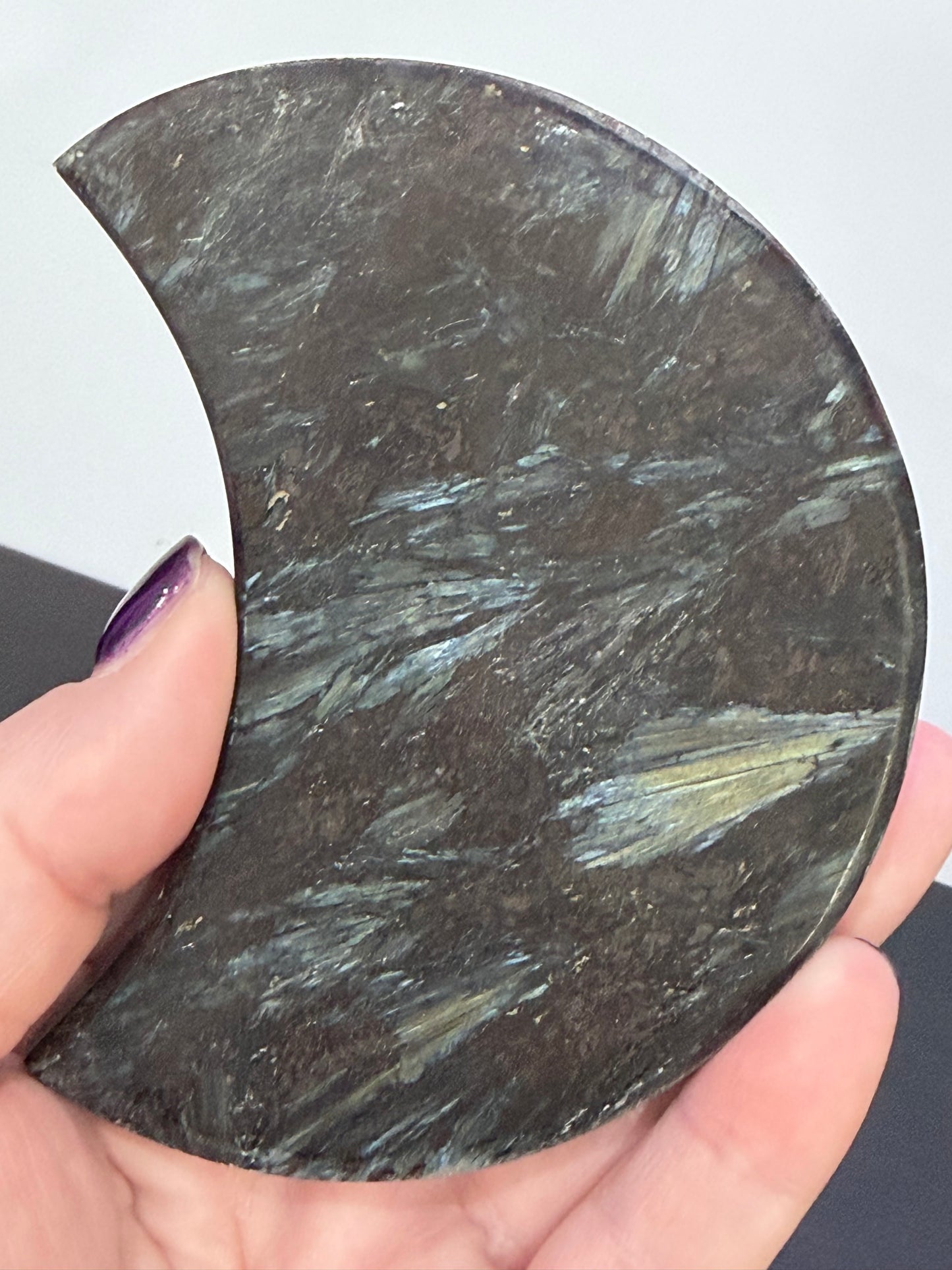 Arfvedsonite Crescent Moon with Stand – 182g