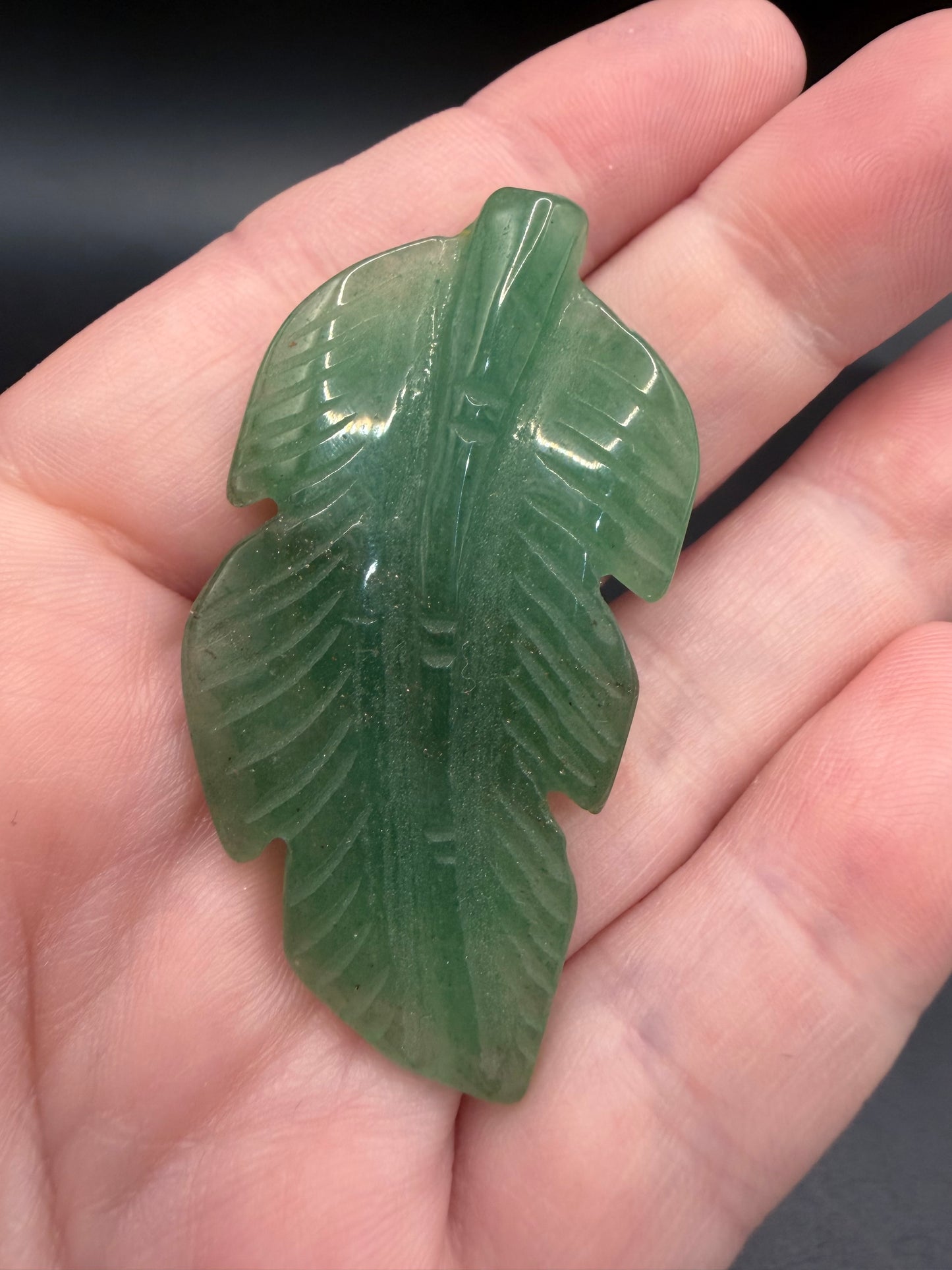 Green Aventurine Feather Carving