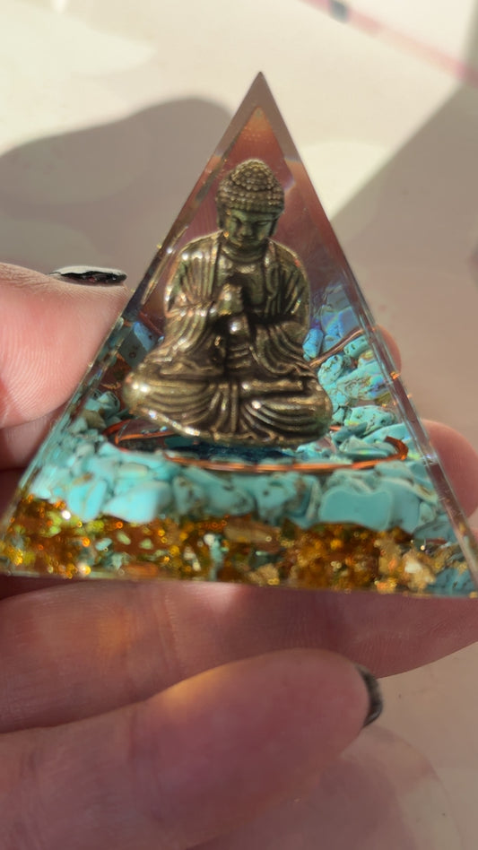 Orgonite Buddha Pyramid – Calm, Balance & Energy Flow
