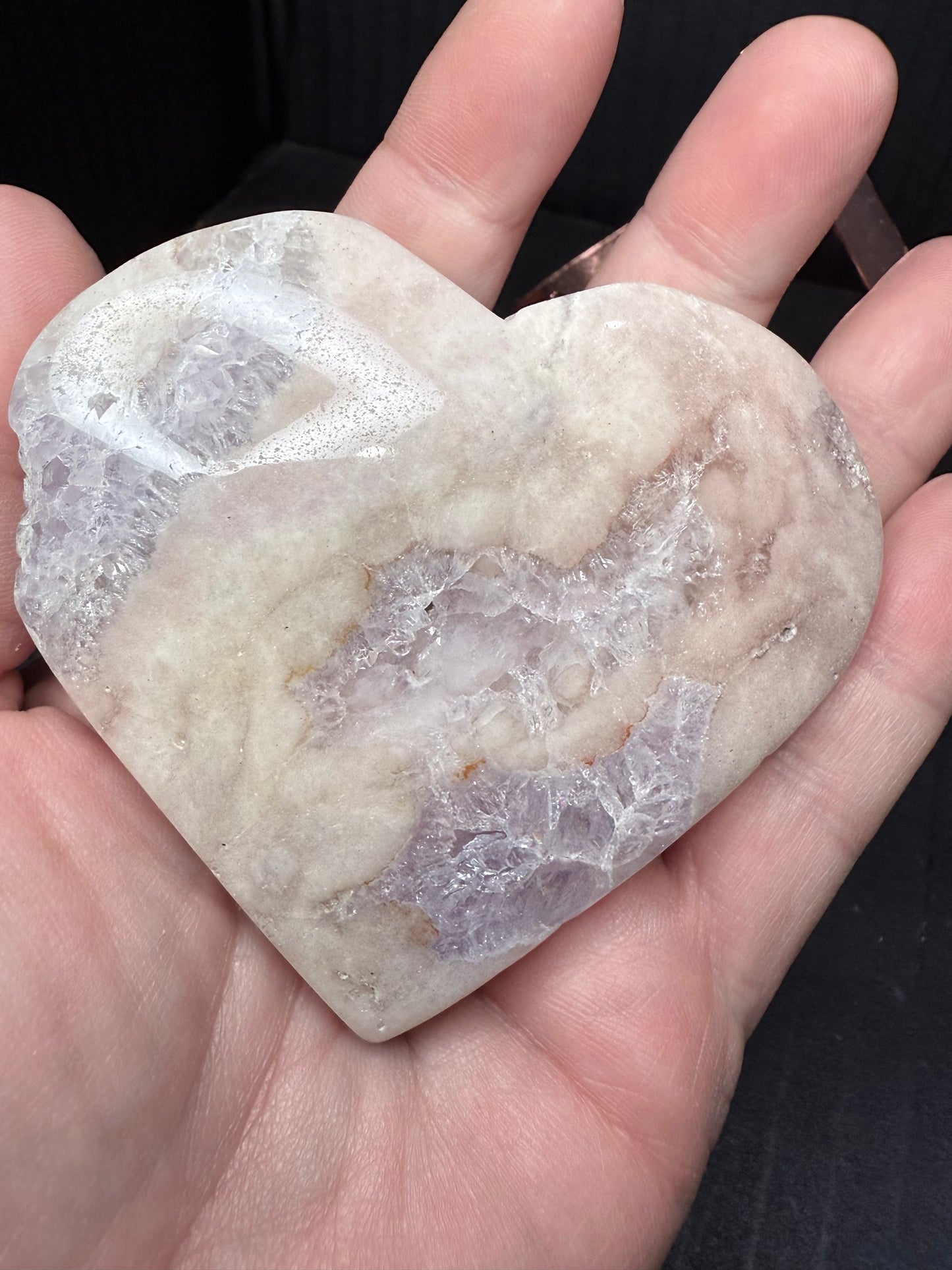 Pink Amethyst Heart on stand