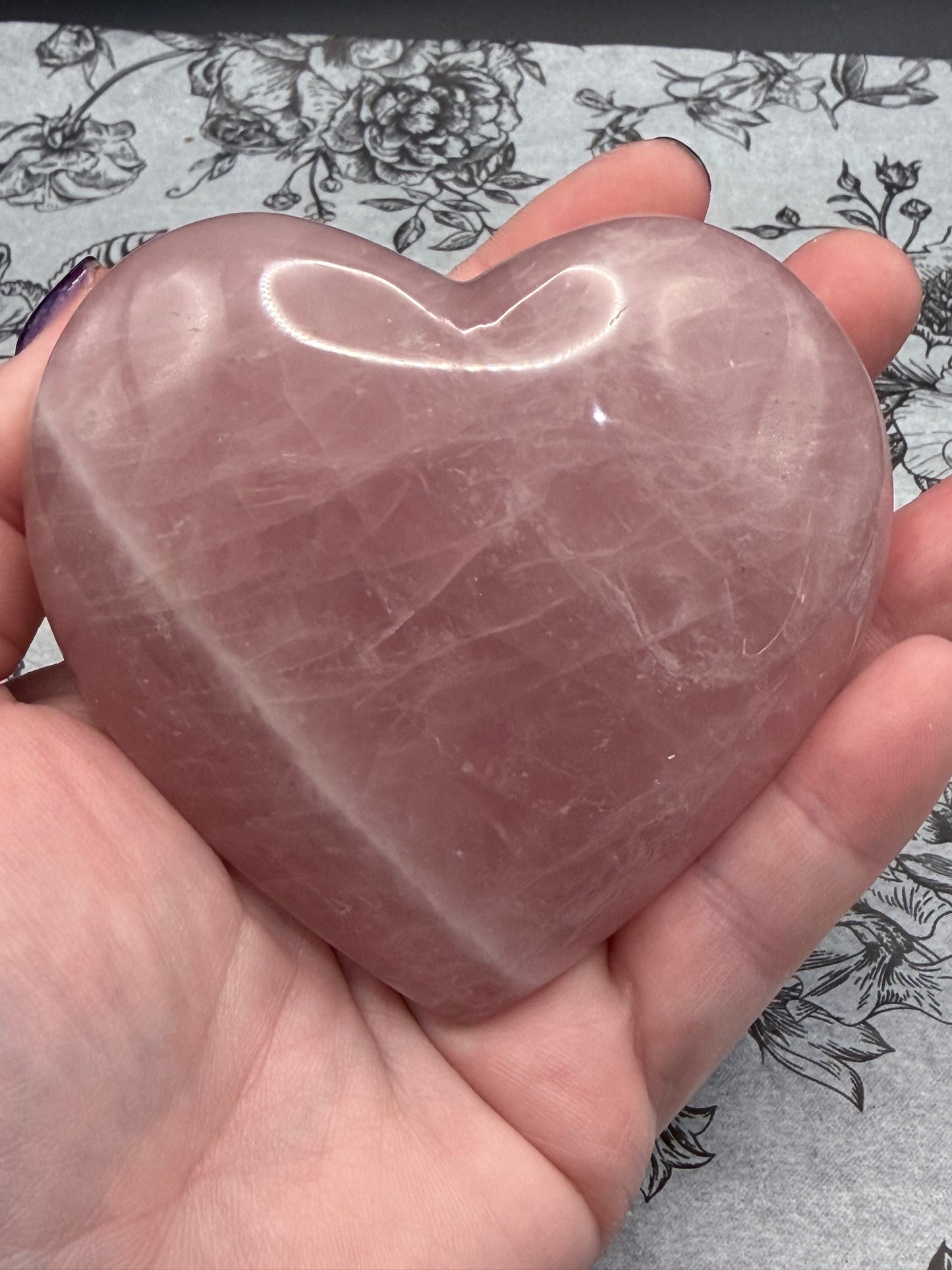 Large Rose Quartz Heart with Stand – Love & Heart Healing (314g | 8.8 × 8.3cm)