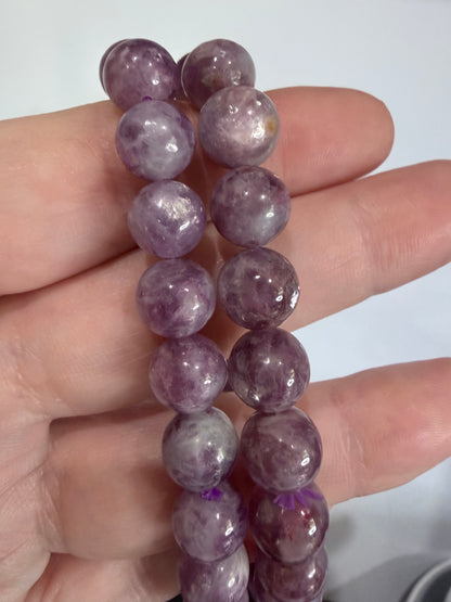 9mm Lepidolite (Lithium Mica) Bracelet – | Calming Purple Tones & Natural Shimmer
